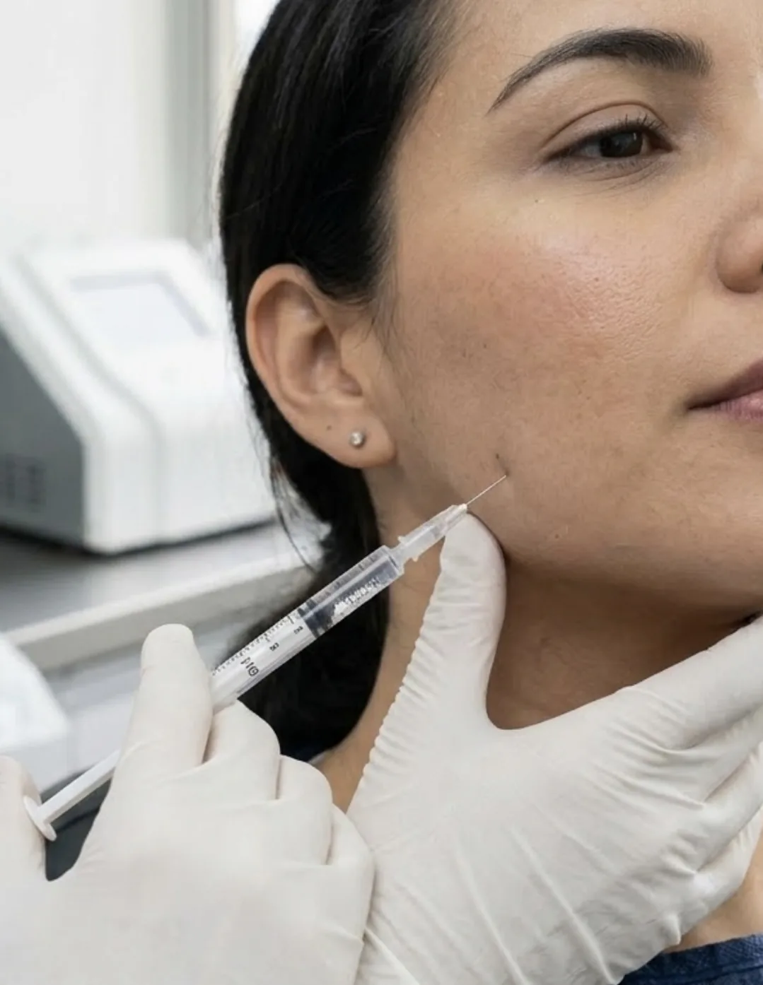 Mujer con dolor de mandíbula por bruxismo tocándose la cara