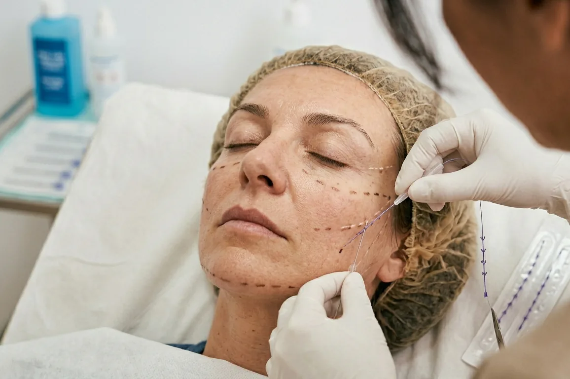 Contorno facial definido y efecto tensor tras los hilos tensores